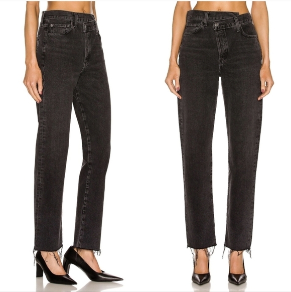 AGOLDE Criss Cross Jeans Black Straight Leg 24 - Picture 4 of 15